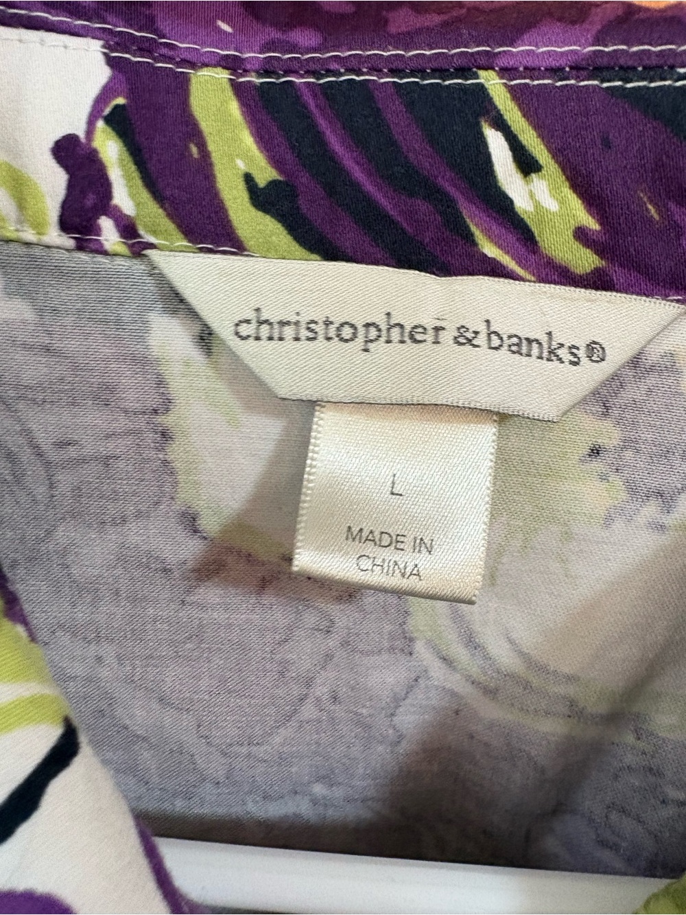 Christopher & Banks Purple and Lime Floral Button-Front Jacket - Picture 2 of 6